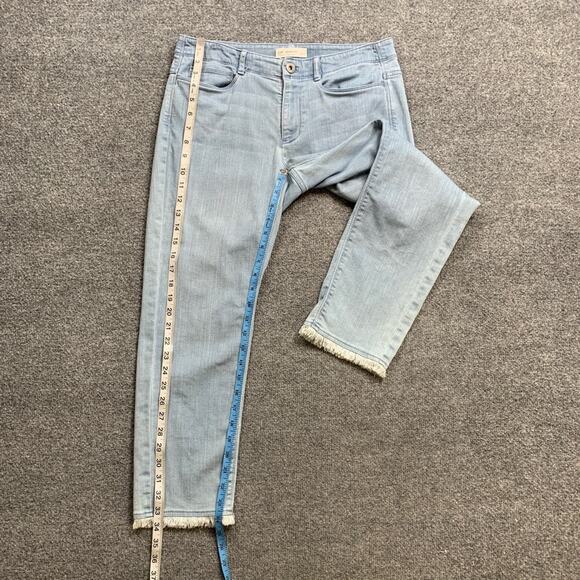J Jill Jeans Womens 4 Denim Authentic Fit Cropped Stretch Frayed Fringe Hem - Picture 7 of 14